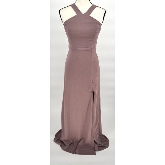 Birdy Grey Gene Bridesmaid Dress XS Dark Mauve Crepe‎ Gown - Picture 4 of 13